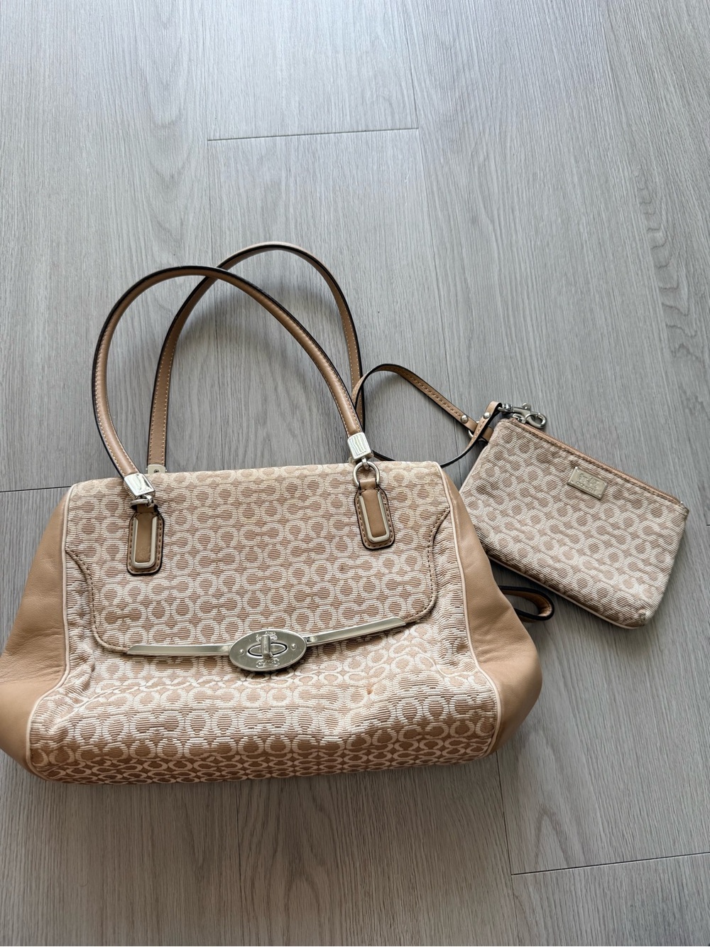 Coach Madison Madeline Op Art Satchel Bag & Matching Wristlet